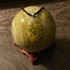 HP🌹Yellow Ocean Jasper Pendant .925 Sterling Silver